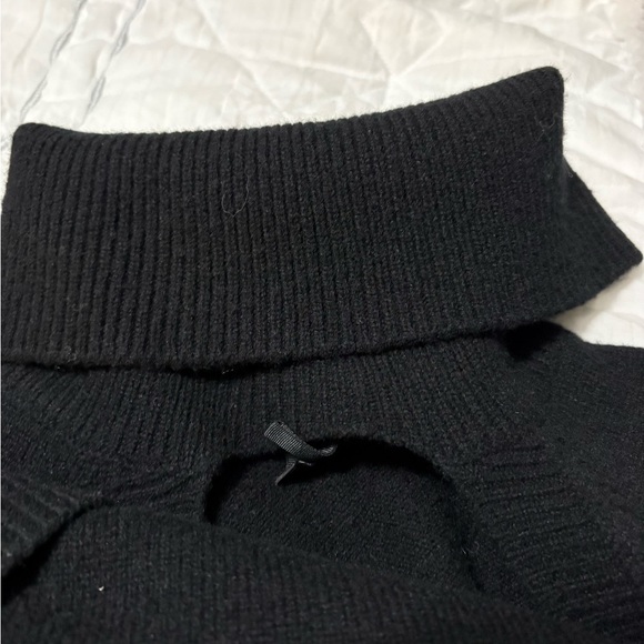 Paige black wool turtleneck with open chest detail. Long sleeve sweater. - Picture 9 of 16